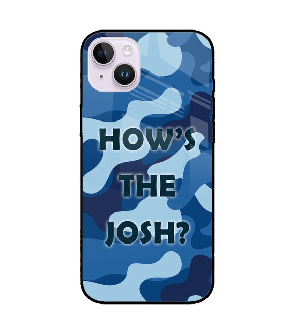 Camouflage Blue iPhone 14 Plus Glass Cover