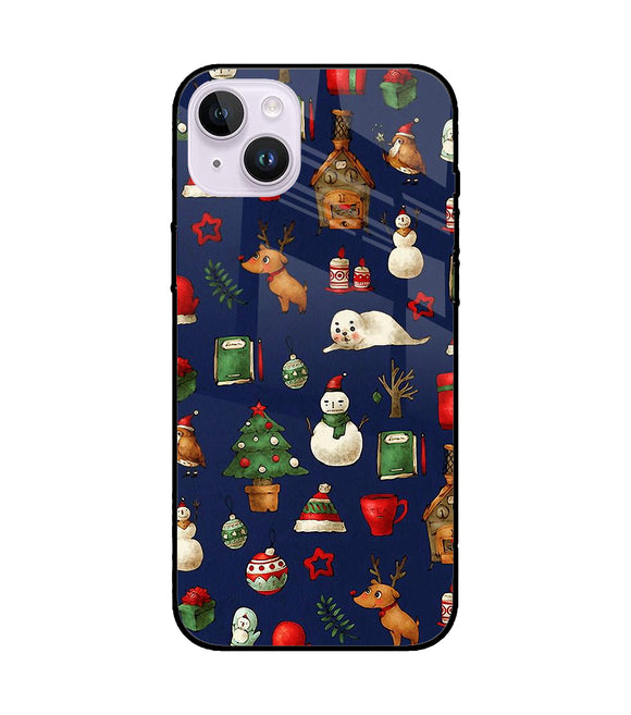 Canvas Christmas Print iPhone 14 Plus Glass Cover