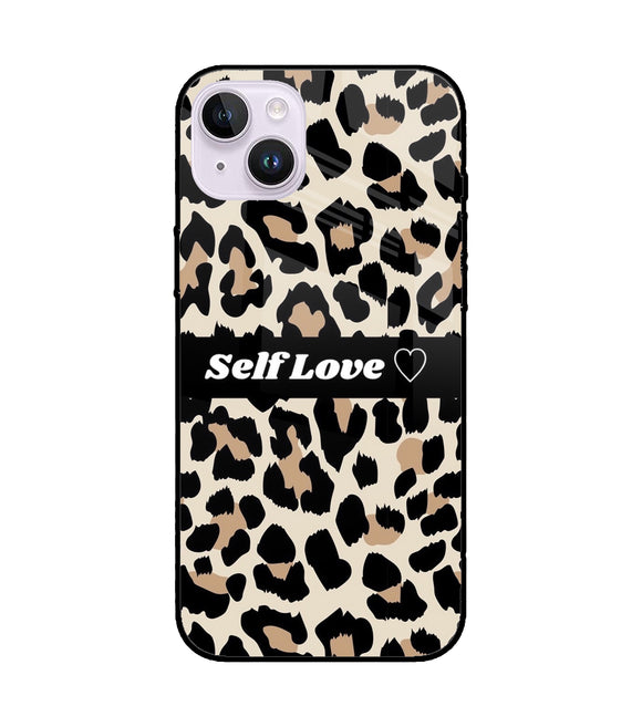 Leopard Print Self Love iPhone 14 Plus Glass Cover