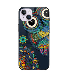 Abstract Owl Art iPhone 14 Plus Glass Cover