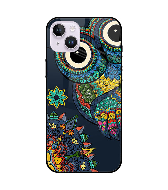 Abstract Owl Art iPhone 14 Plus Glass Cover