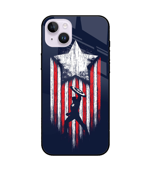 Captain America Marvel Art iPhone 14 Plus Glass Cover