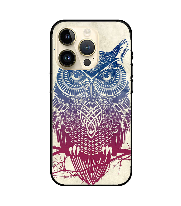 Owl Drill Paint iPhone 14 Pro Glass Cover