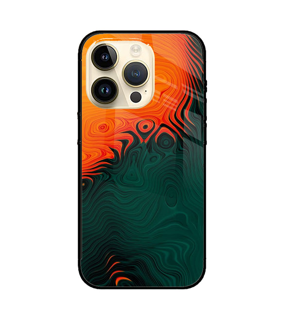Orange Green Abstract Art iPhone 14 Pro Glass Cover