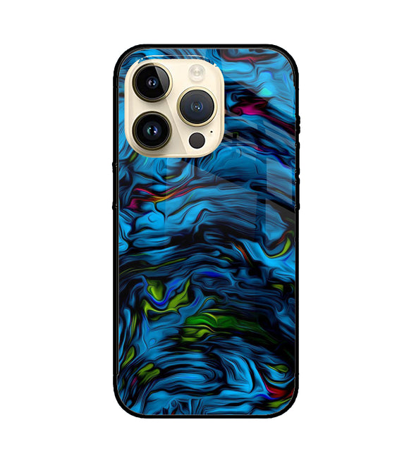 Dark Blue Abstract iPhone 14 Pro Glass Cover