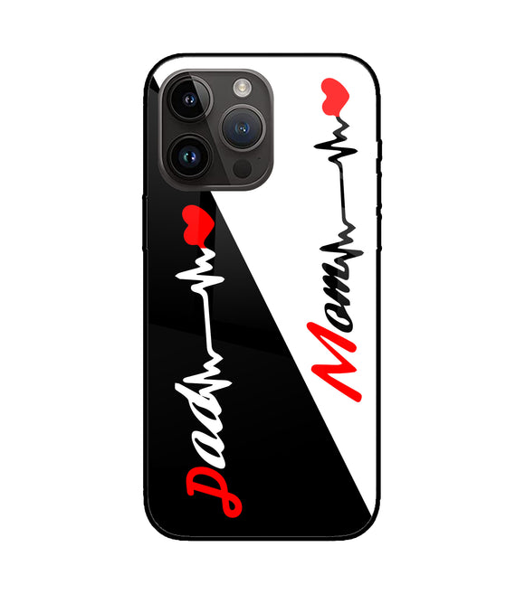 Dad Mom Heartline iPhone 14 Pro Max Glass Cover