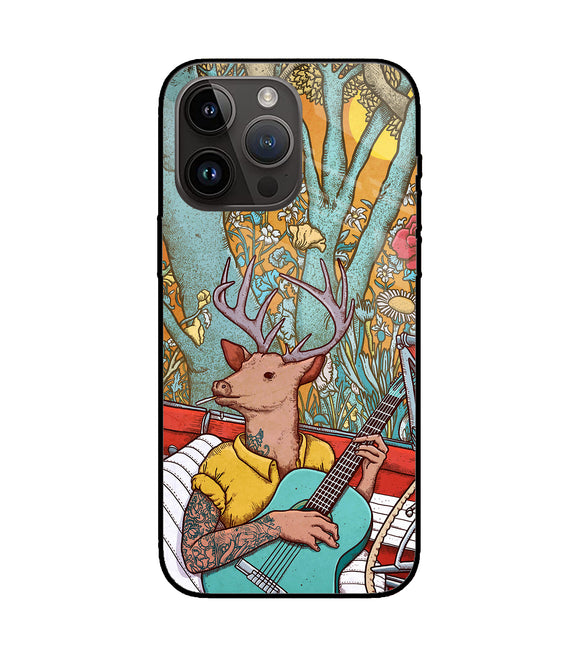 Deer Doodle Art iPhone 14 Pro Max Glass Cover