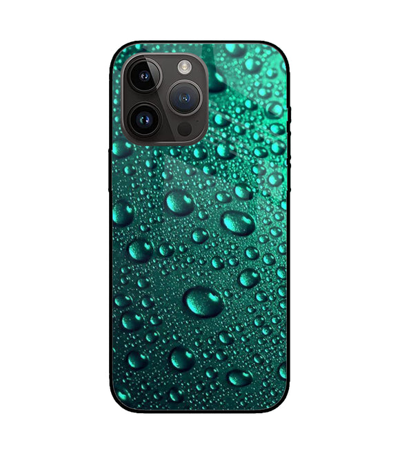 Green Water Drops iPhone 14 Pro Max Glass Cover