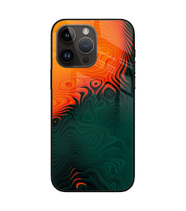 Orange Green Abstract Art iPhone 14 Pro Max Glass Cover