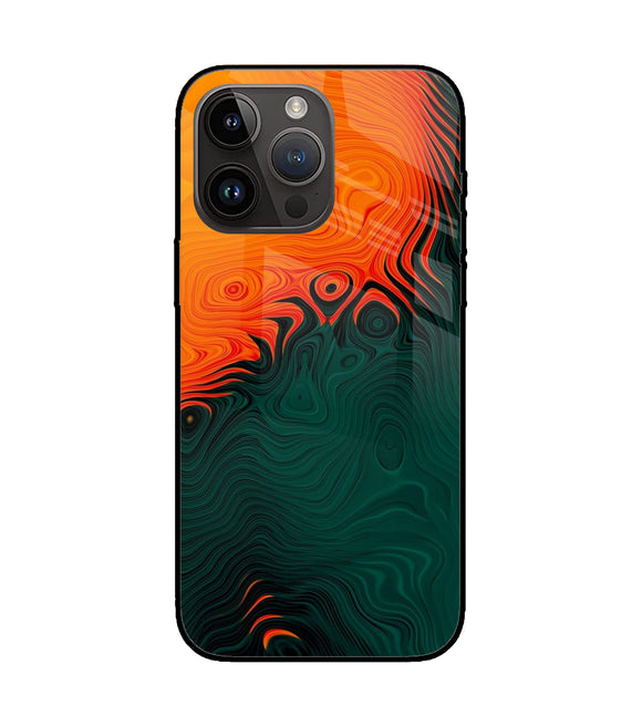 Orange Green Abstract Art iPhone 14 Pro Max Glass Cover