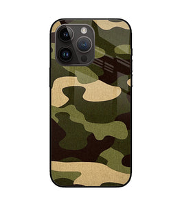 Camouflage Canvas iPhone 14 Pro Max Glass Cover