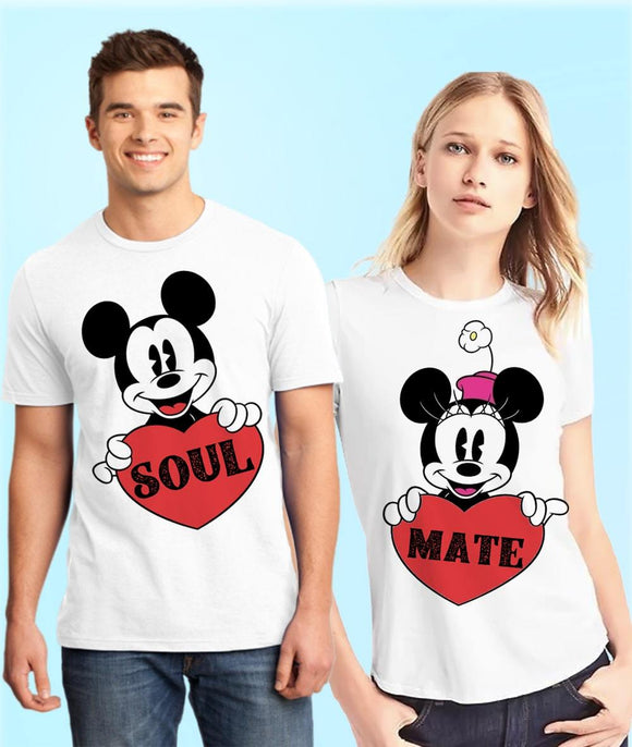 Mickey Minnie Soul Mate Couple Graphic Tshirt