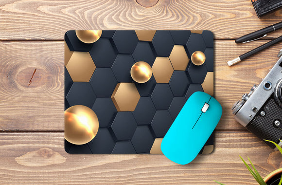 Black and Golden Pearls Abstract Mousepad