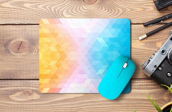 Abstract Blue and Yellow Squares Mousepad