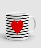 Heart abstract stripes printed mug