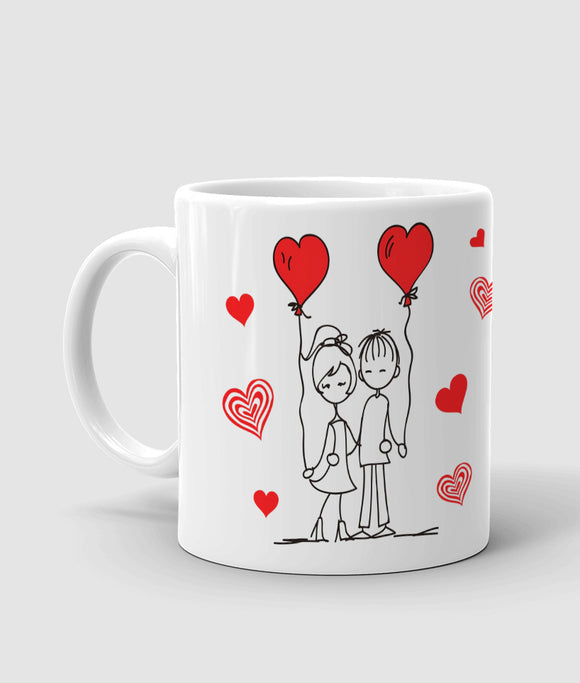 Romantic cute couple red printed mug